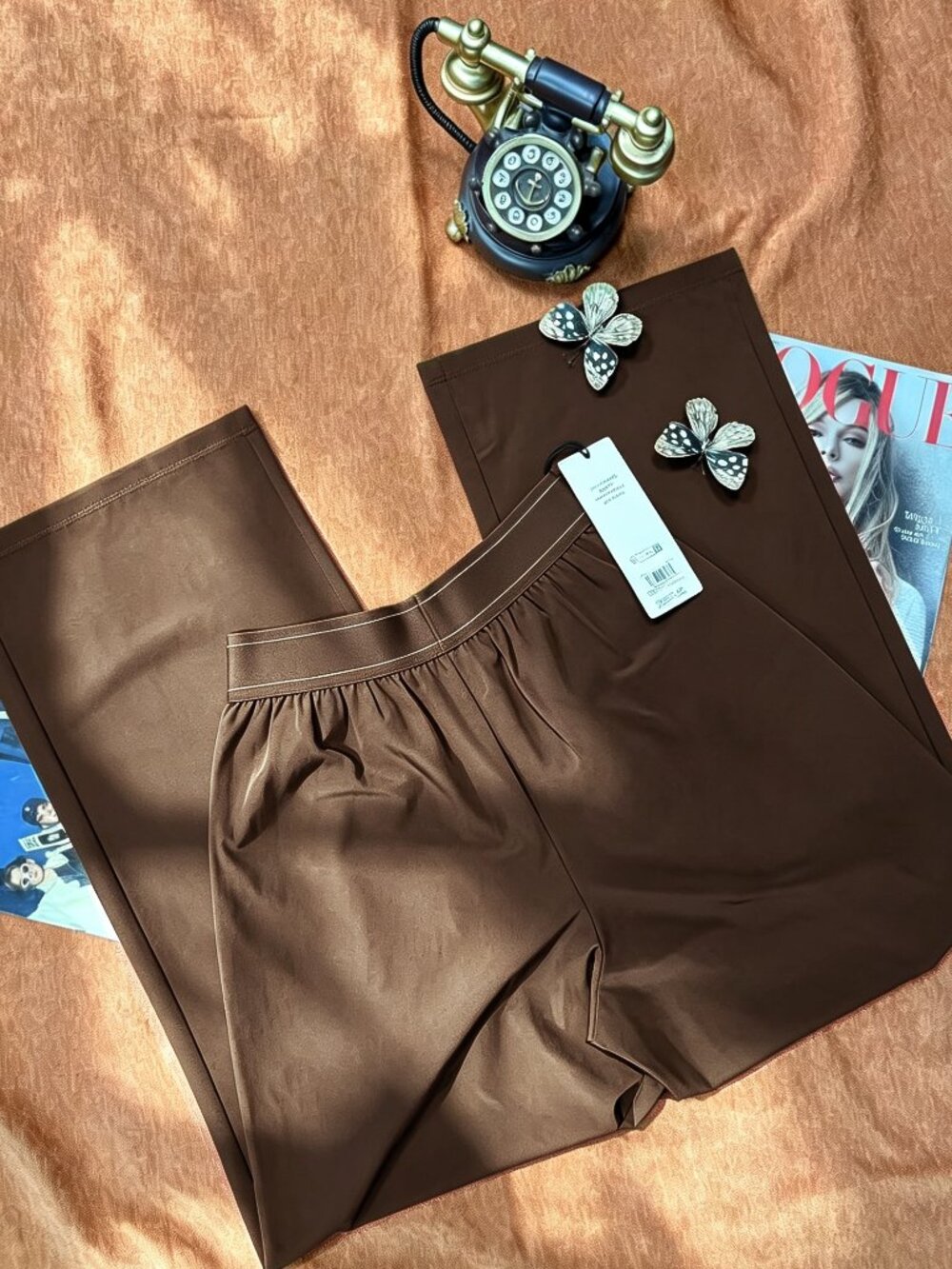 🚪ALO Yoga Coffee Brown Suit Up Trouser🏜 (Regular)drapey wideleg pants - Picture 3 of 7